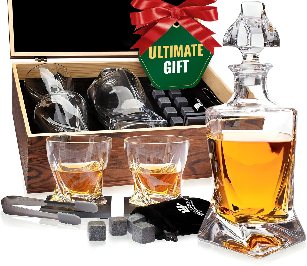 Royal Reserve decantador de bourbon trenzado 24 oz para servicio elegante
