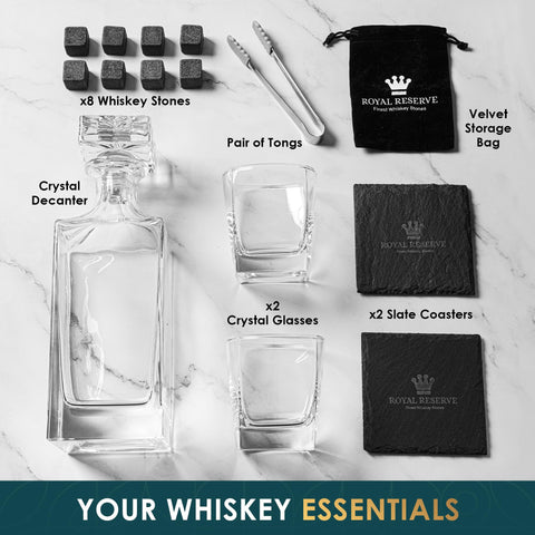 Royal Reserve set regalo whiskey, regalo elegante para aficionados.