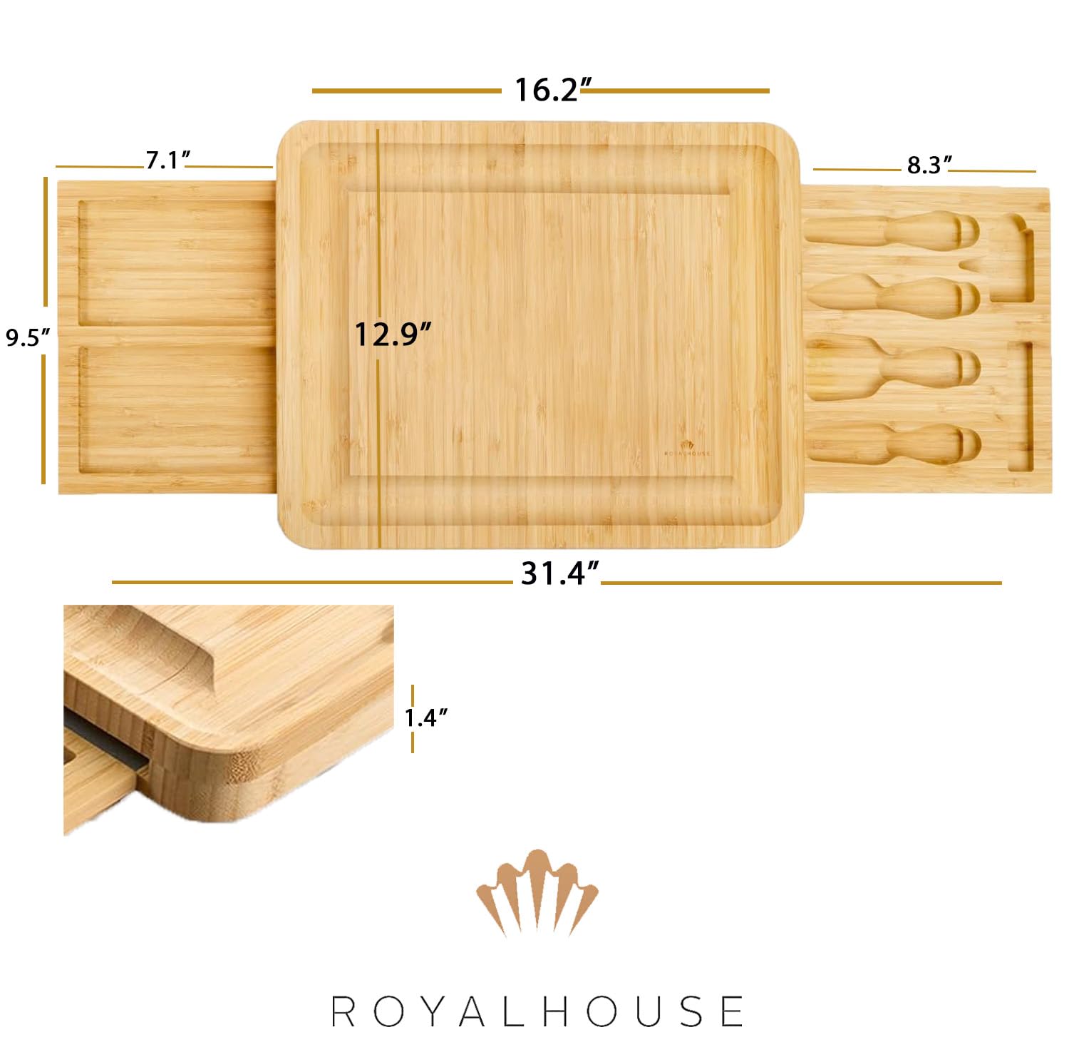 RoyalHouse charcuteria presentacion elegante, ideal como regalo para ocasiones especiales.