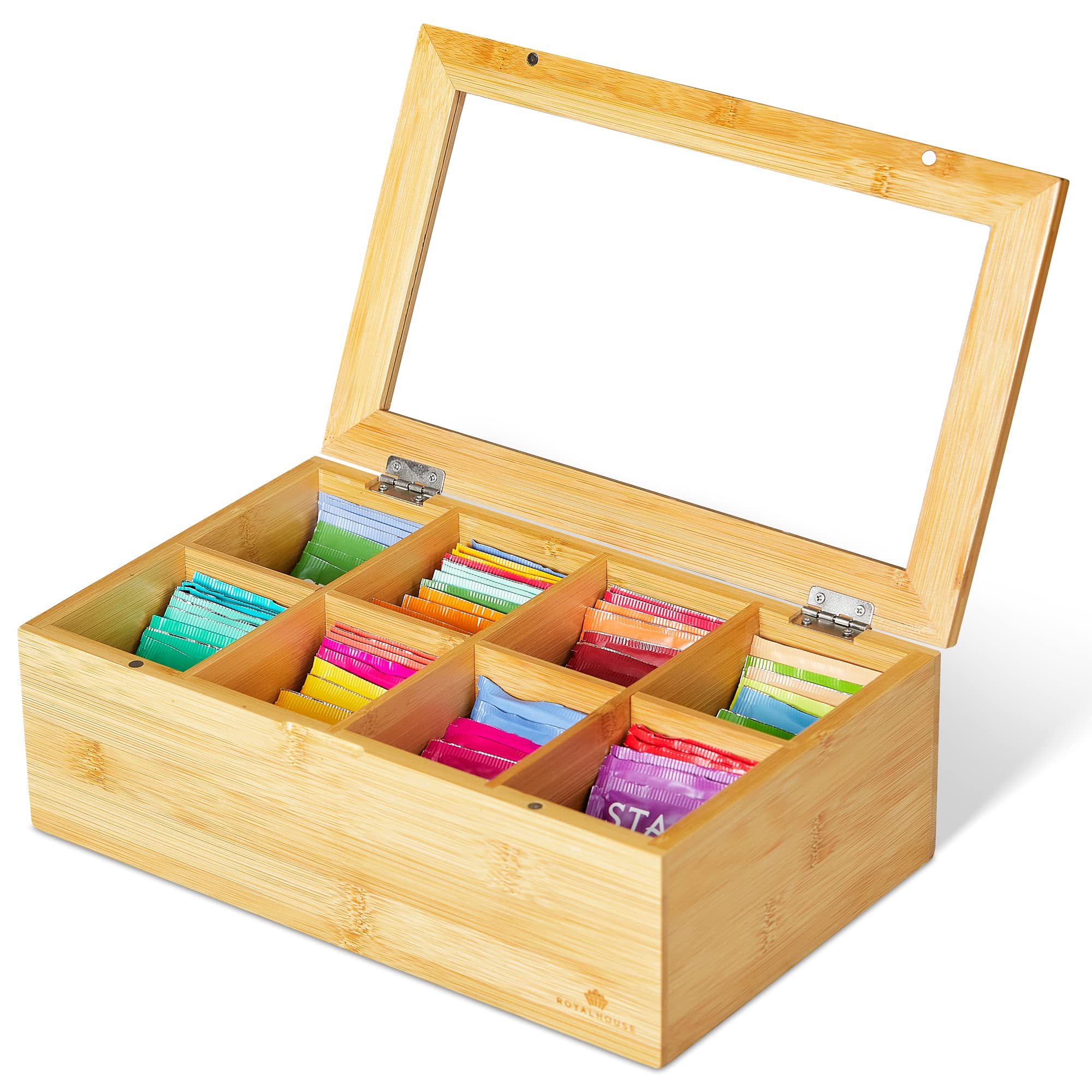 RoyalHouse, organizador de bambú con 8 compartimentos para bolsitas de té.