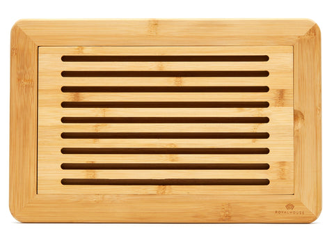 RoyalHouse tabla-corte-bambu-grande con bandeja-recogemigas para limpieza fácil.