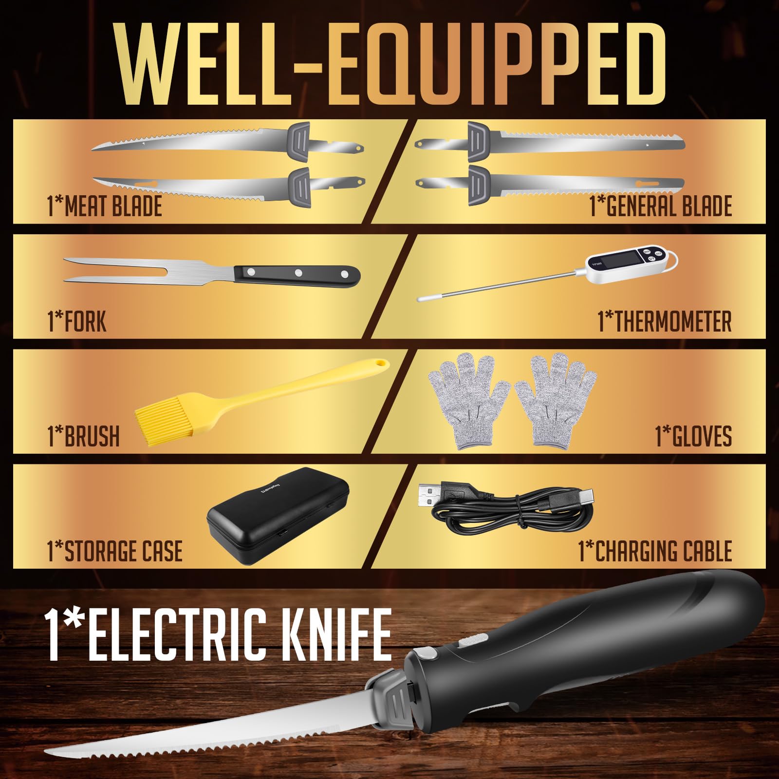 Royalsellpro cuchillo eléctrico inalámbrico – estuche de almacenamiento para guardado seguro
