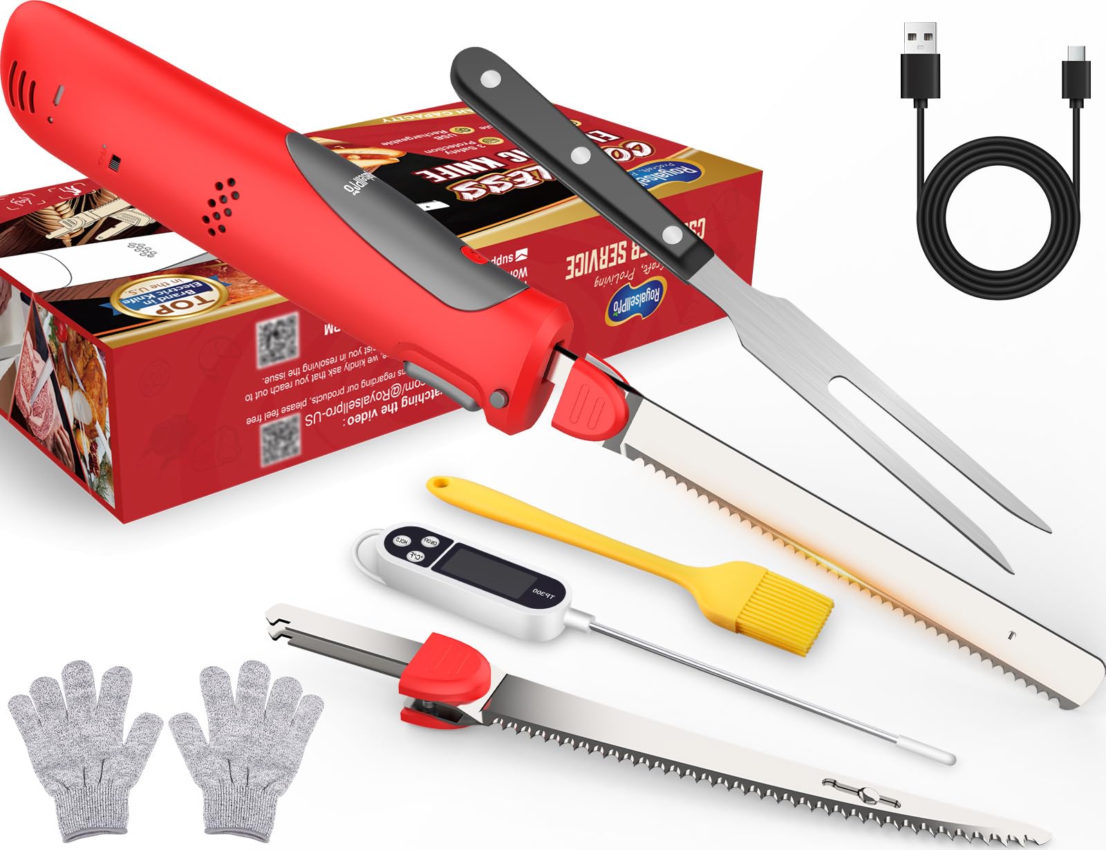 Royalsellpro cuchillo eléctrico sin cables para cortes precisos en la cocina