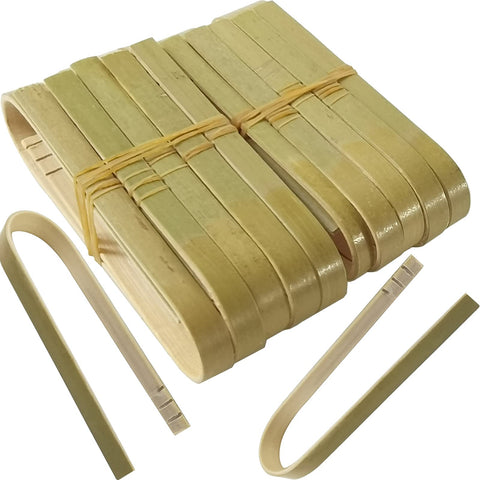 ROYHOO mini tenazas de bambú de 10 cm para servir aperitivos con facilidad.