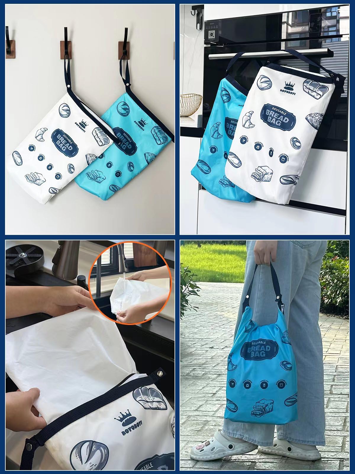 Dos modos de manejo para transportar la bolsa de pan ROYOROYI
