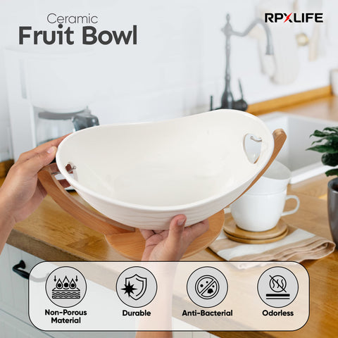 RPXLIFE bol frutero pedestal cerámico, centro decorativo y práctico