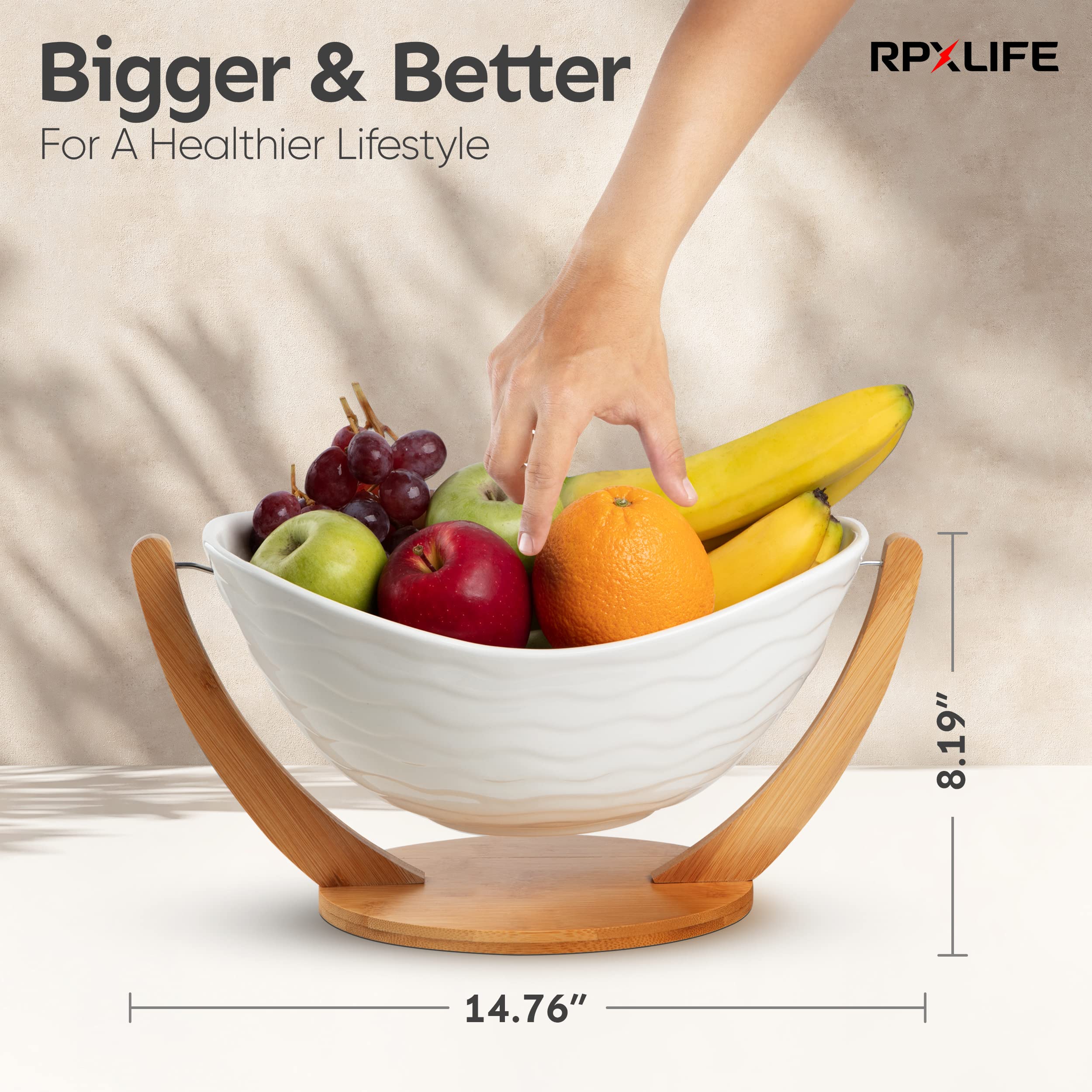 RPXLIFE canasta de frutas grande cerámica, añade color al mostrador