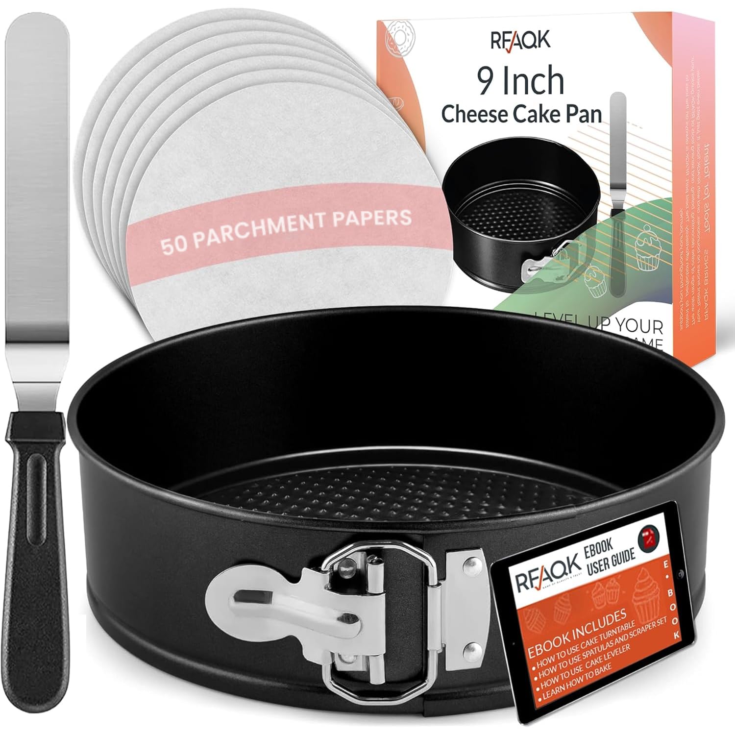 RFAQK Molde desmontable de 9 pulgadas, liberación suave para pasteles perfectos