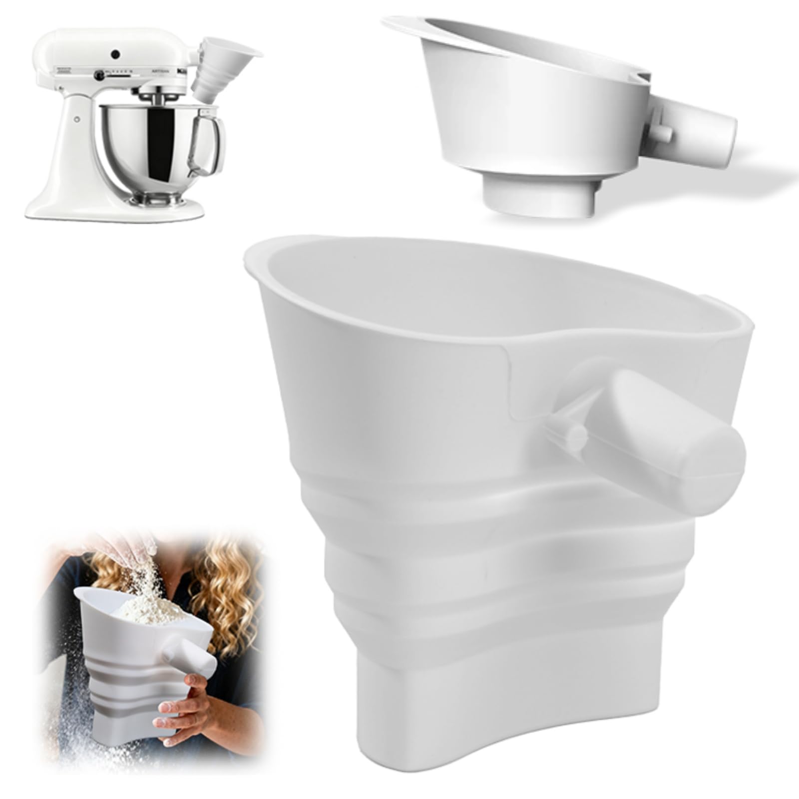 Rqfvy embudo plegable de silicona para KitchenAid KSM150: vertido limpio