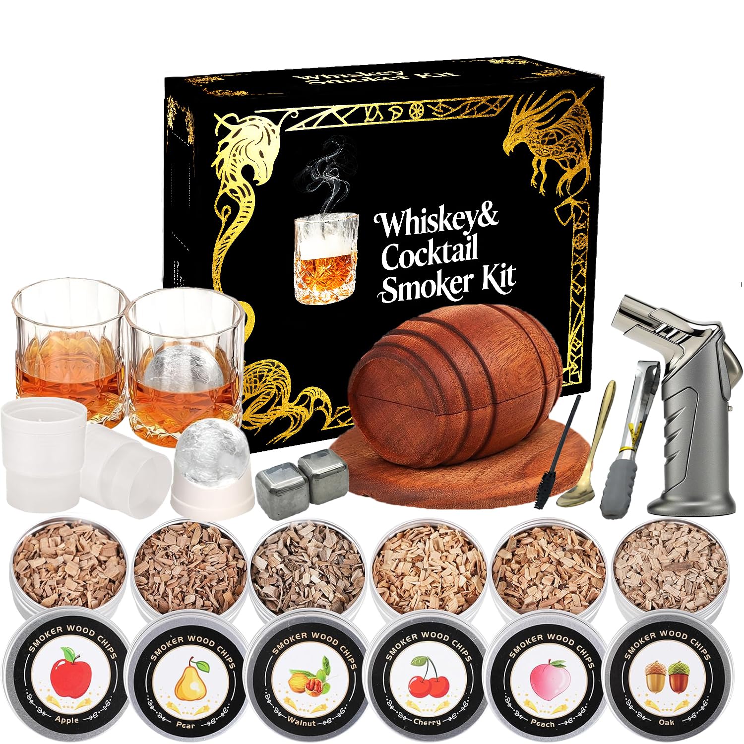 Conjunto ahumador de whisky RRuimu con antorcha para tragos con humo aromático