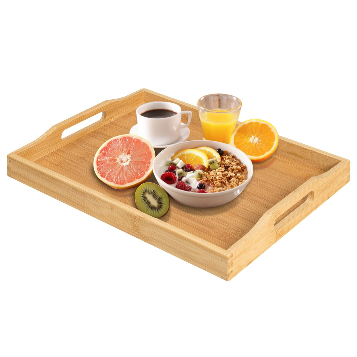 Bandeja RRX con asas rectangulares para servir comidas y bebidas.