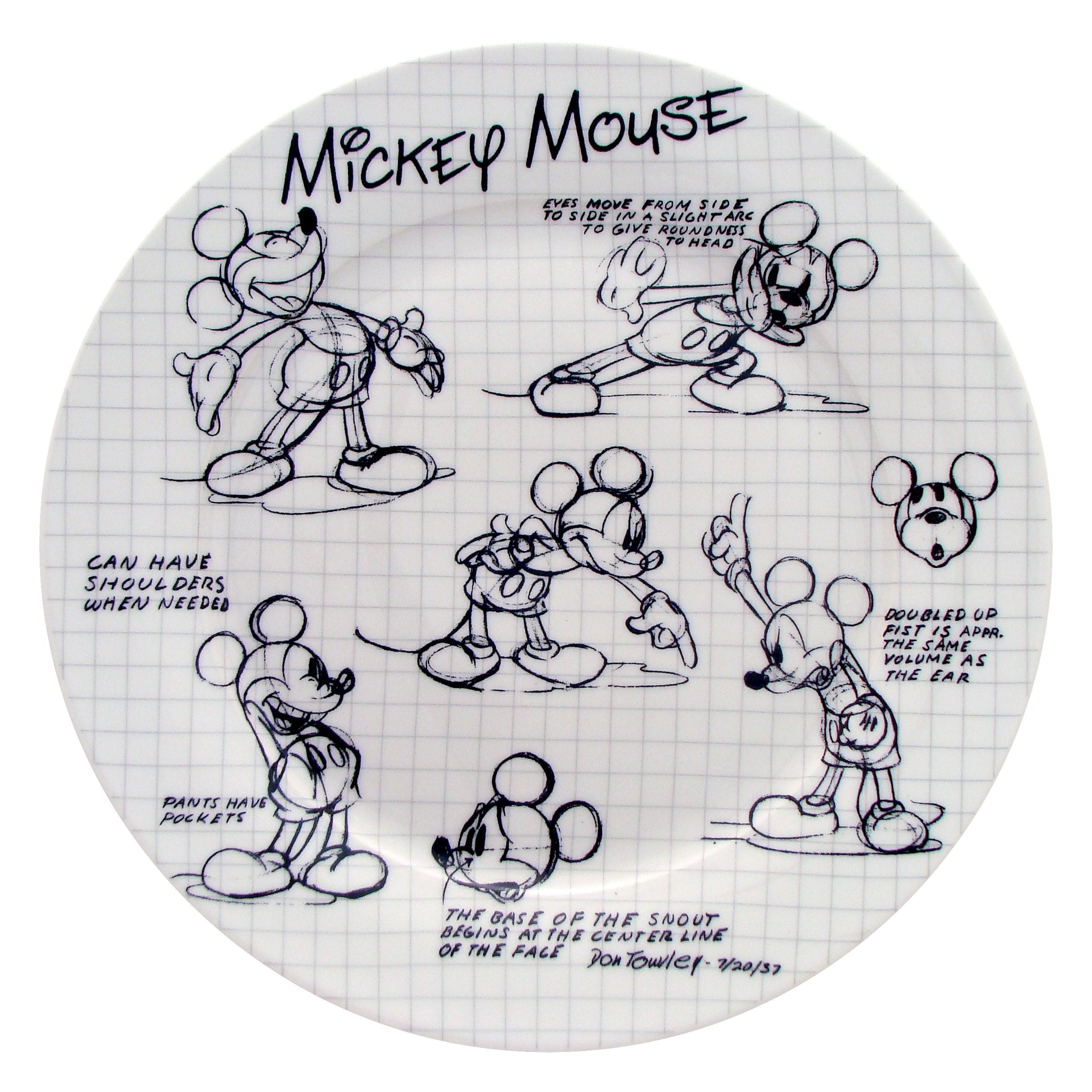 Rsquared plato llano Disney Cuaderno de Bocetos Mickey, diseño histórico apto para lavavajillas y microondas