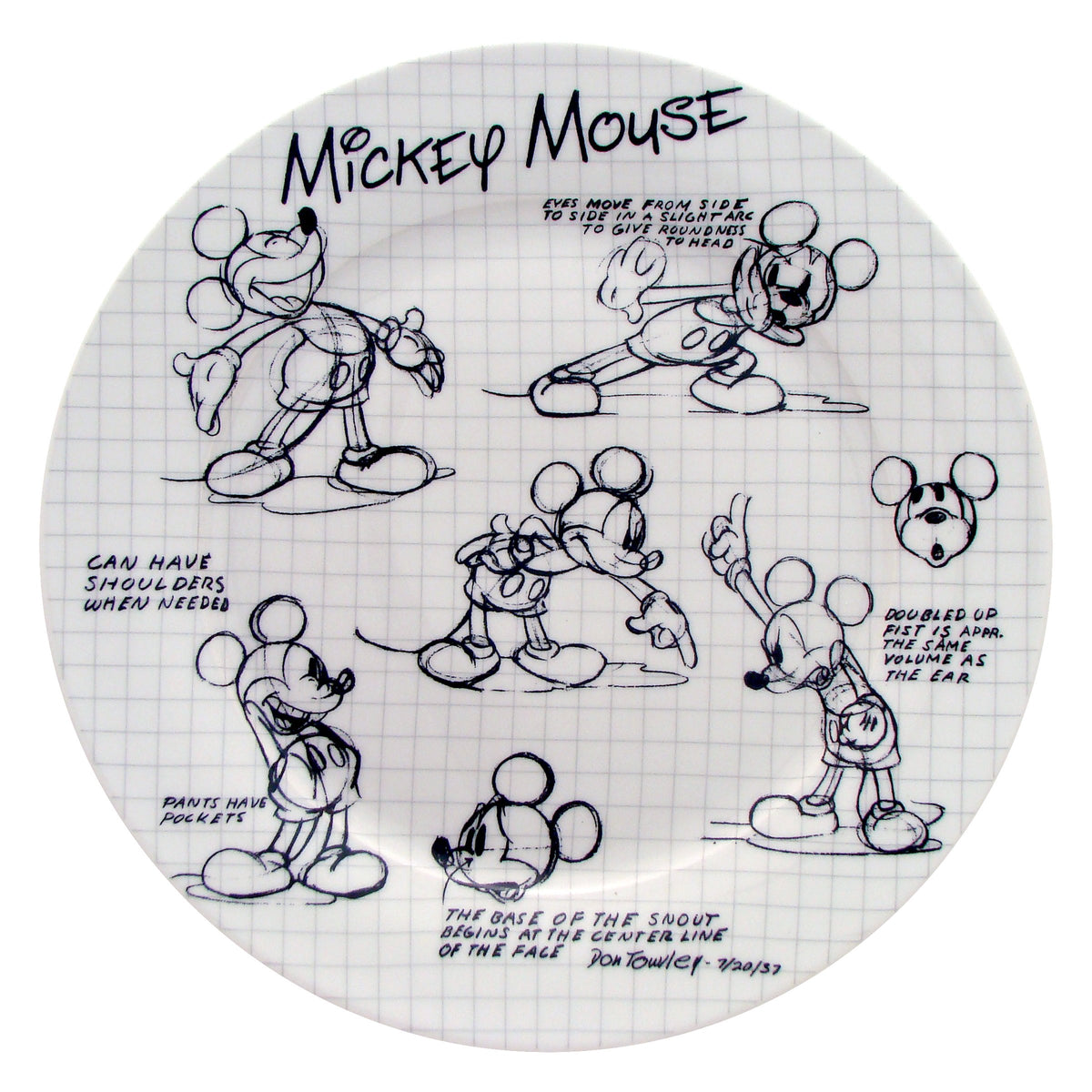 Rsquared plato llano Disney Cuaderno de Bocetos Mickey, diseño histórico apto para lavavajillas y microondas