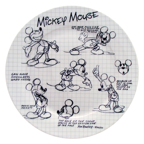 Rsquared plato llano Disney Cuaderno de Bocetos Mickey, diseño histórico apto para lavavajillas y microondas