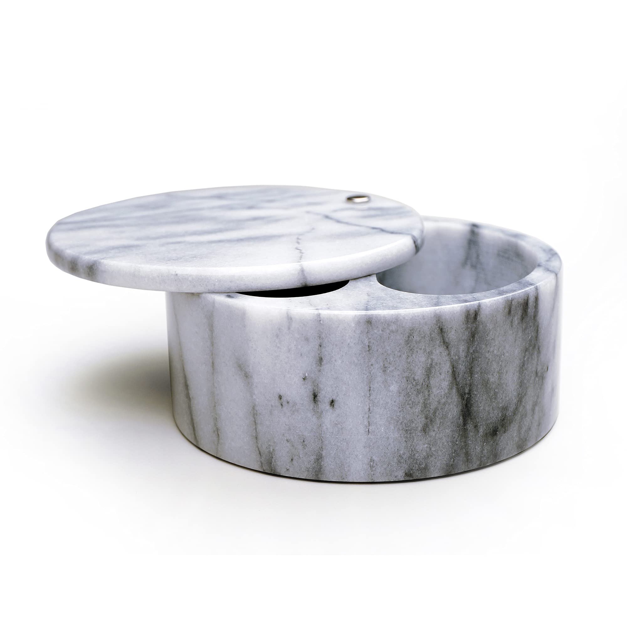RSVP International caja dual de marmol blanco, ideal para sal gourmet en la mesa