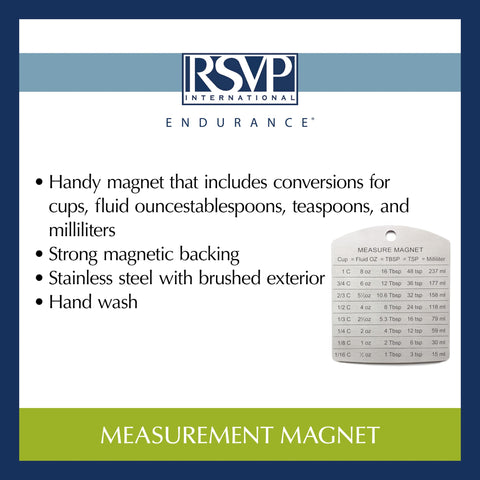 RSVP International Endurance Magnet: útil para tazas, onzas, cucharadas y mililitros durante la cocina