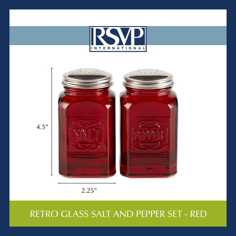 RSVP International salero-pimentero retro con tapa de acero, fácil de usar.