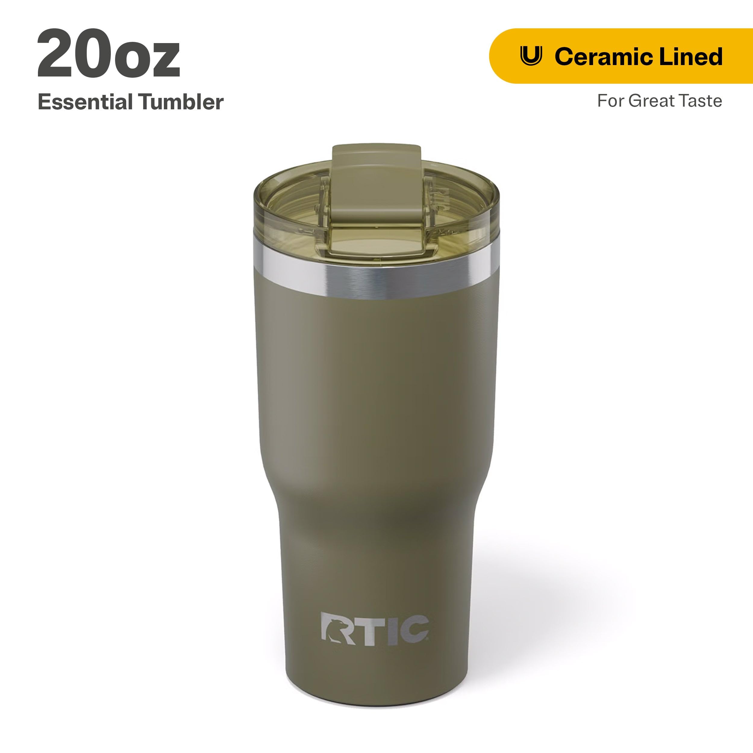 RTIC 20oz Essential Tumbler con aislamiento de pared doble mantiene bebidas frías o calientes