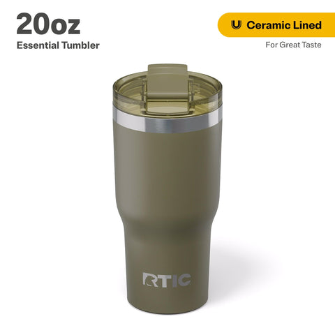RTIC 20oz Essential Tumbler con aislamiento de pared doble mantiene bebidas frías o calientes