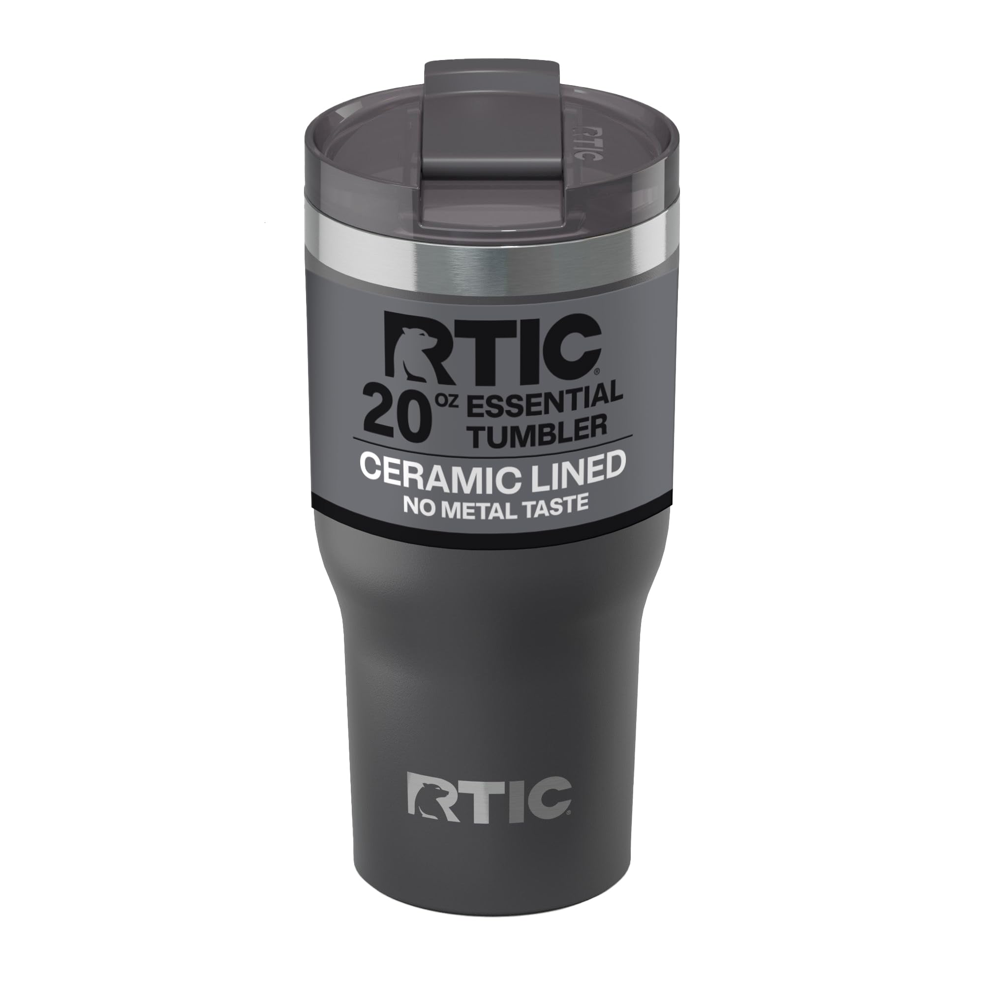 RTIC 20oz vaso termico con tapa de cierre seguro para viajes sin derrames.