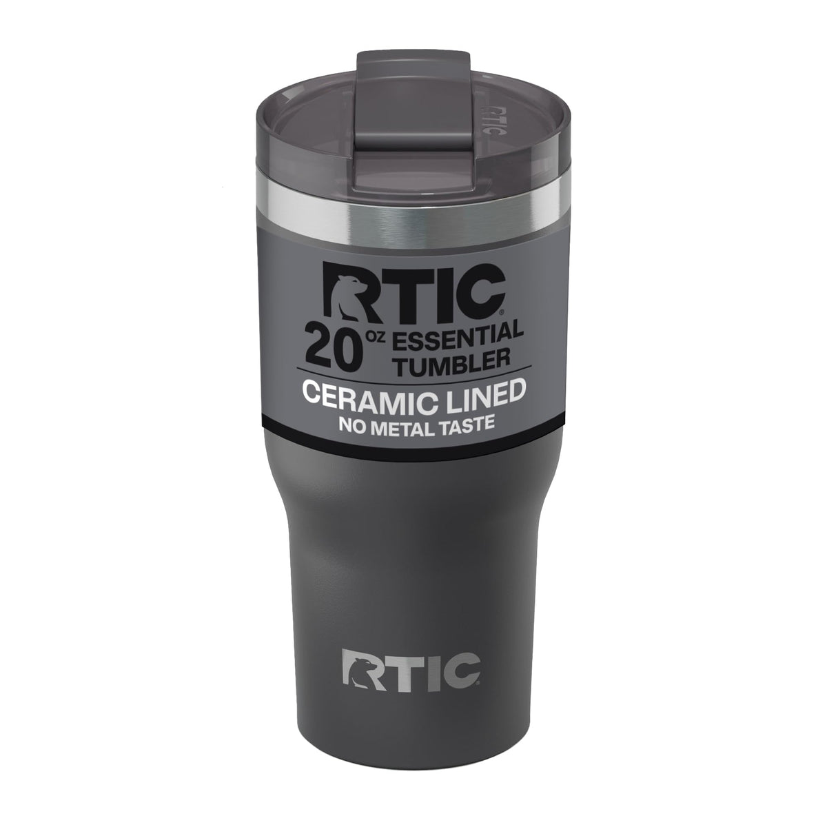 RTIC 20oz vaso termico con tapa de cierre seguro para viajes sin derrames.