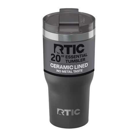 RTIC 20oz vaso termico con tapa de cierre seguro para viajes sin derrames.