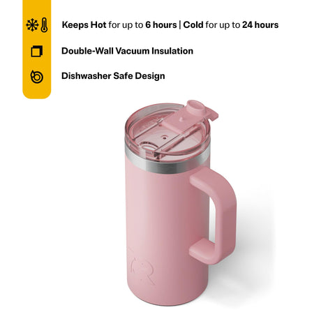 RTIC taza de viaje en acero inoxidable resistente para uso diario.