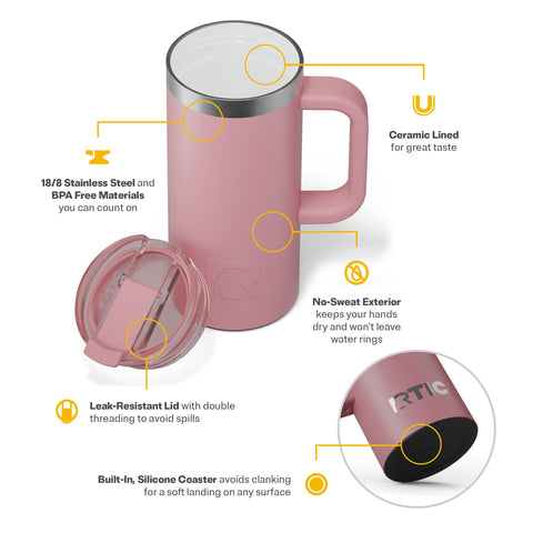 RTIC taza de viaje con tapa antifugas para evitar derrames.