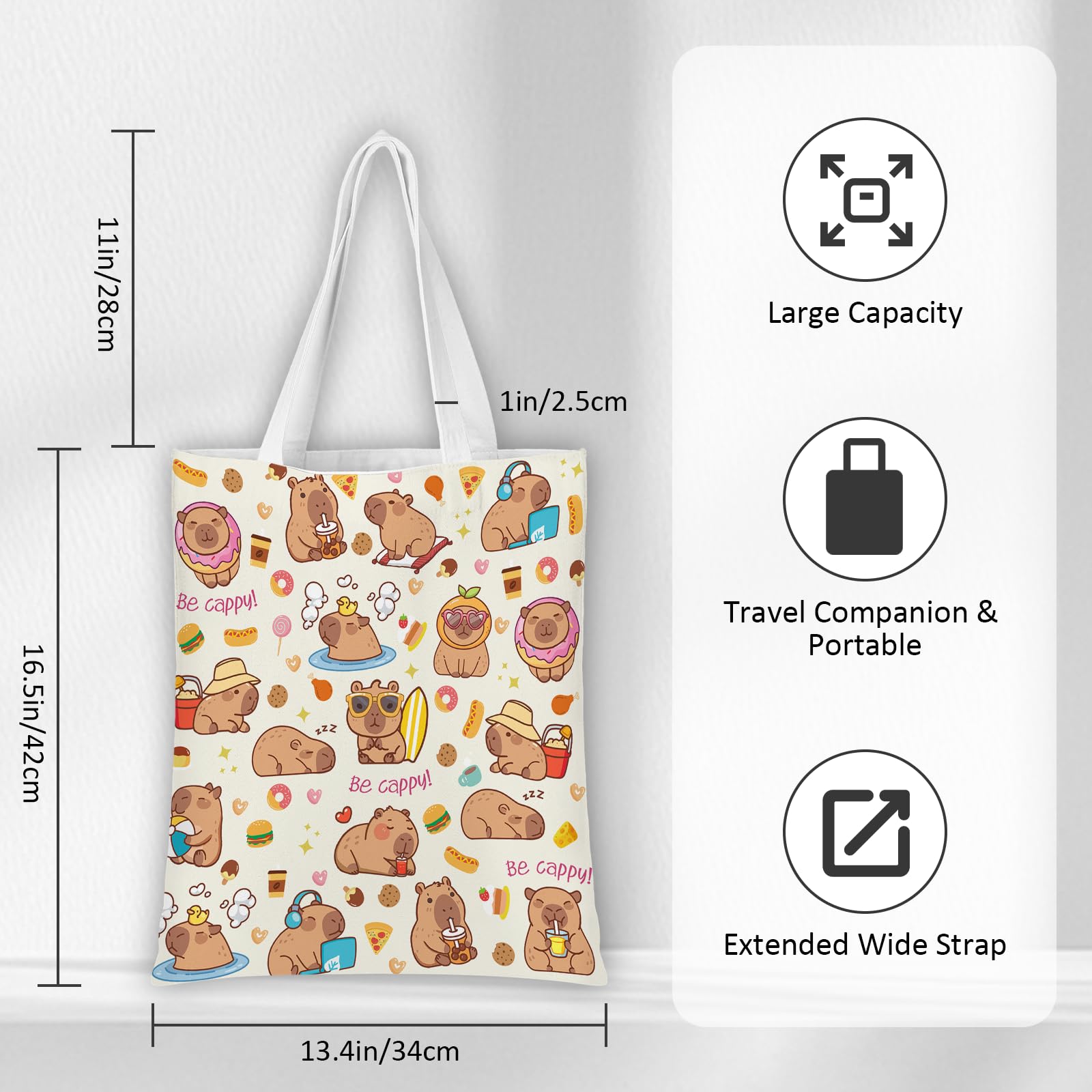 RTTLALUO Capibara Bolso: costuras reforzadas para uso diario.