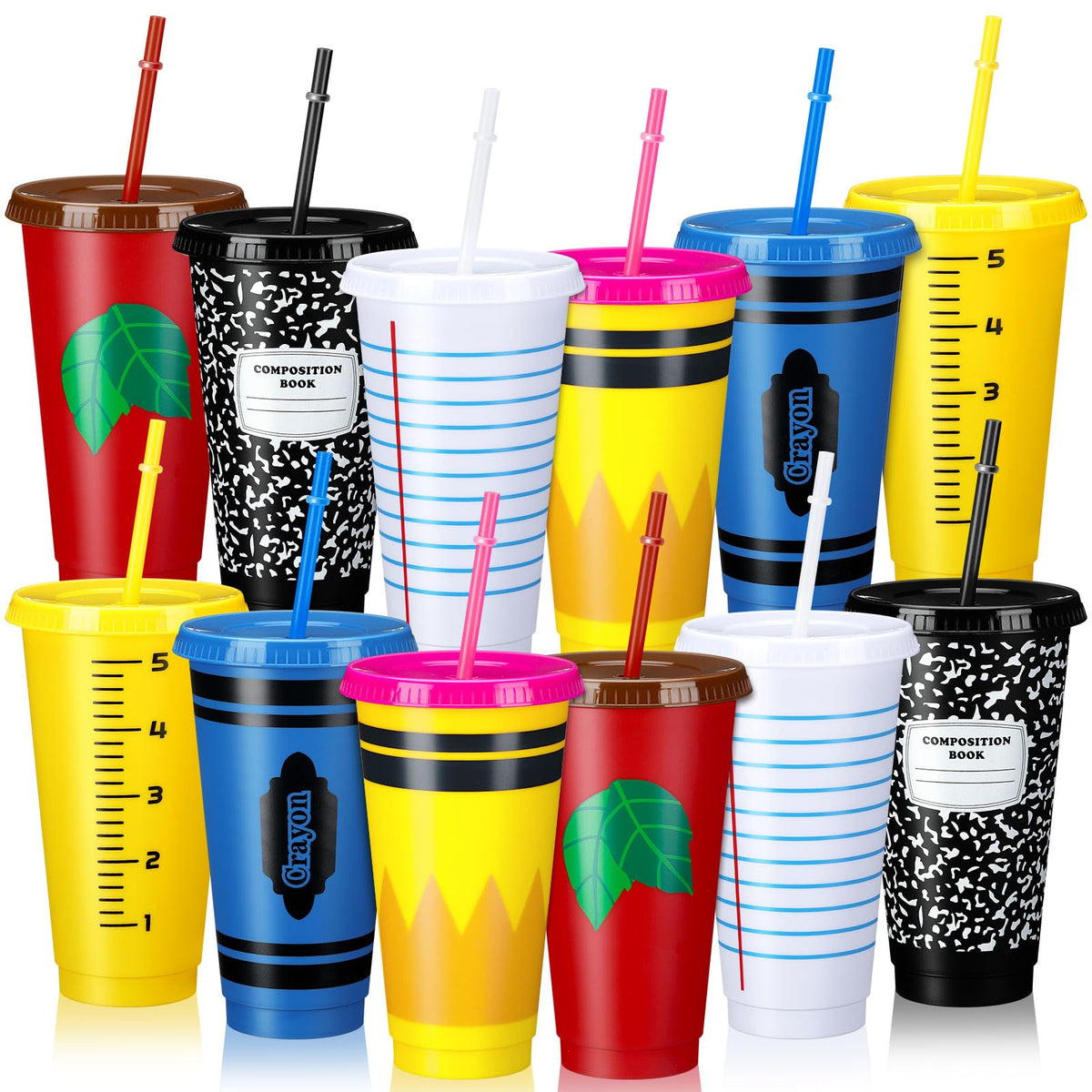 Rtteri tazas para profesores con tapas y pajitas: aptas para bebidas diarias en el aula.