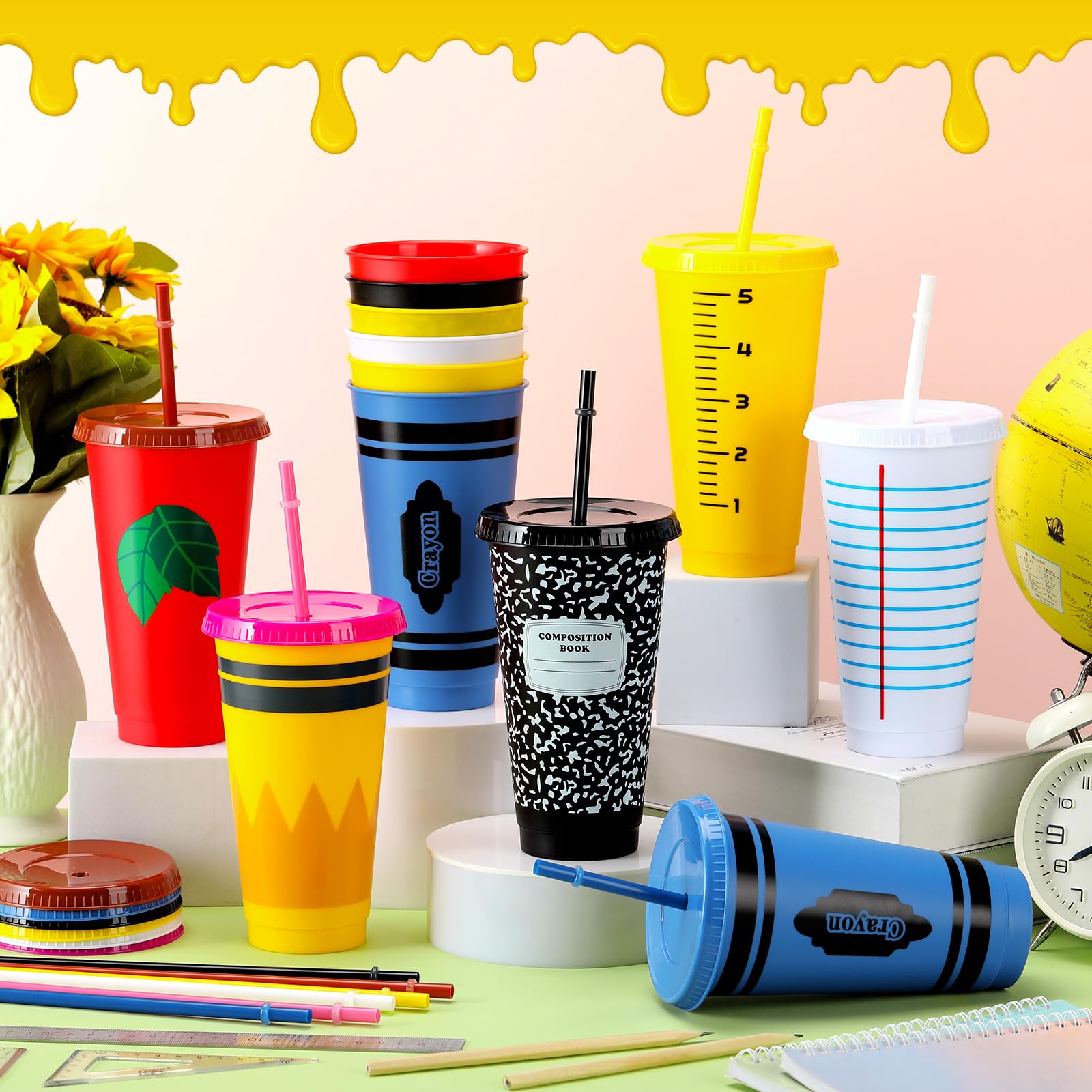 Rtteri tazas 24 oz con tapas: duraderas para uso diario en clase.