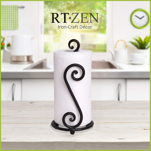 RTZEN porta-papel toalla mate negro para baño, compacto y estable