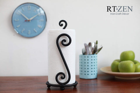 RTZEN porta-papel toalla mate negro apto para rollos jumbo, almacenamiento práctico