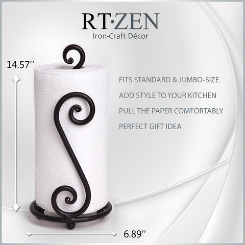 RTZEN porta-papel toalla mate negro en encimera para acceso sencillo