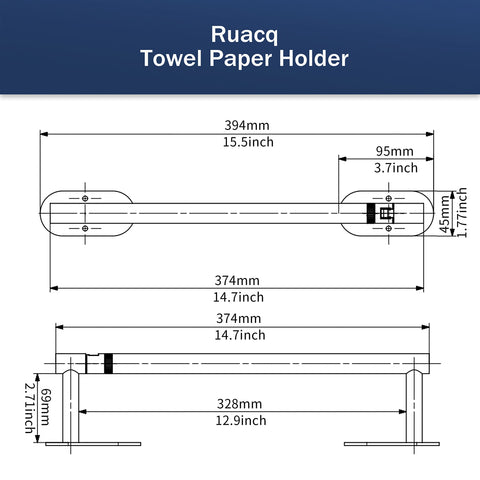 Ruacq porta-rollos incluye accesorios y plantilla para instalar.