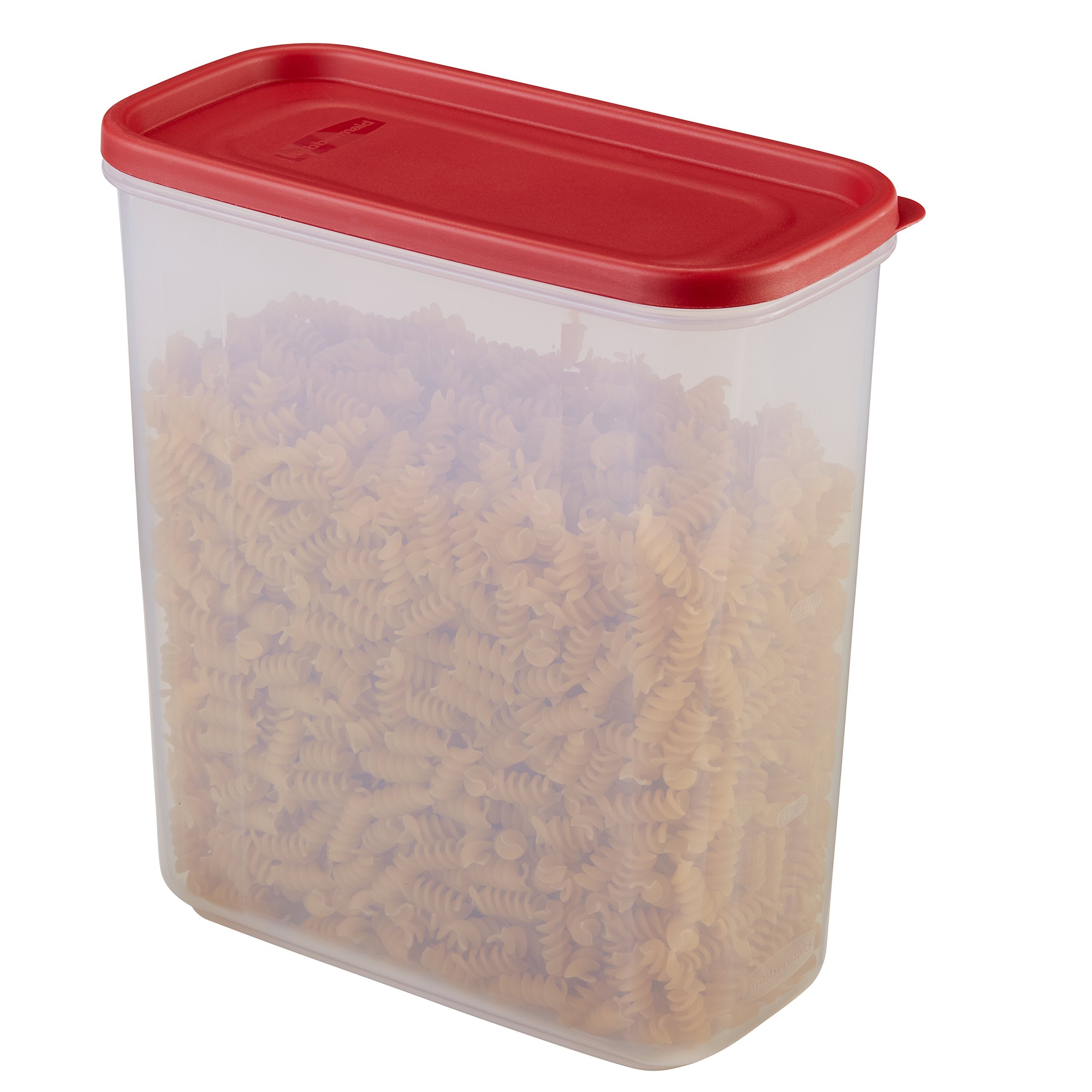 Rubbermaid 21C, vista frontal; contenedor claro para identificar alimentos de un vistazo.