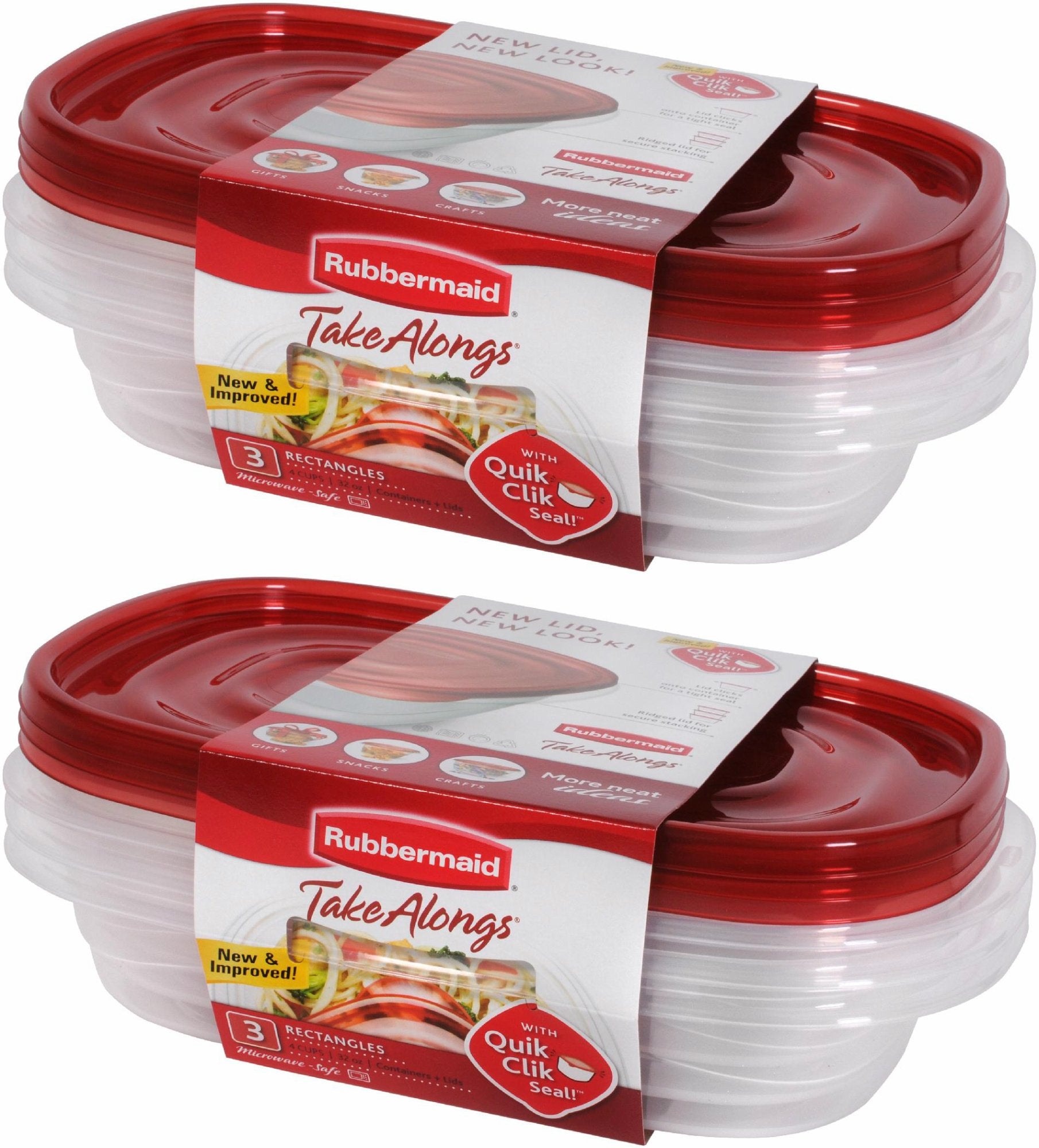 Conjunto Rubbermaid de contenedores rectangulares de 4 tazas, seis piezas para porciones y almacenamiento