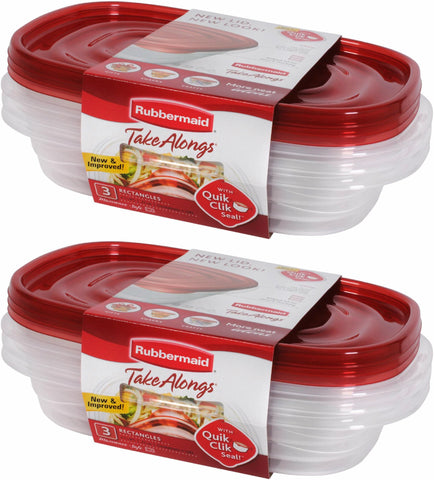 Conjunto Rubbermaid de contenedores rectangulares de 4 tazas, seis piezas para porciones y almacenamiento