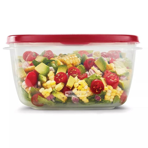 Diseño apilable en Rubbermaid 14 tazas rojas, ahorro de espacio.