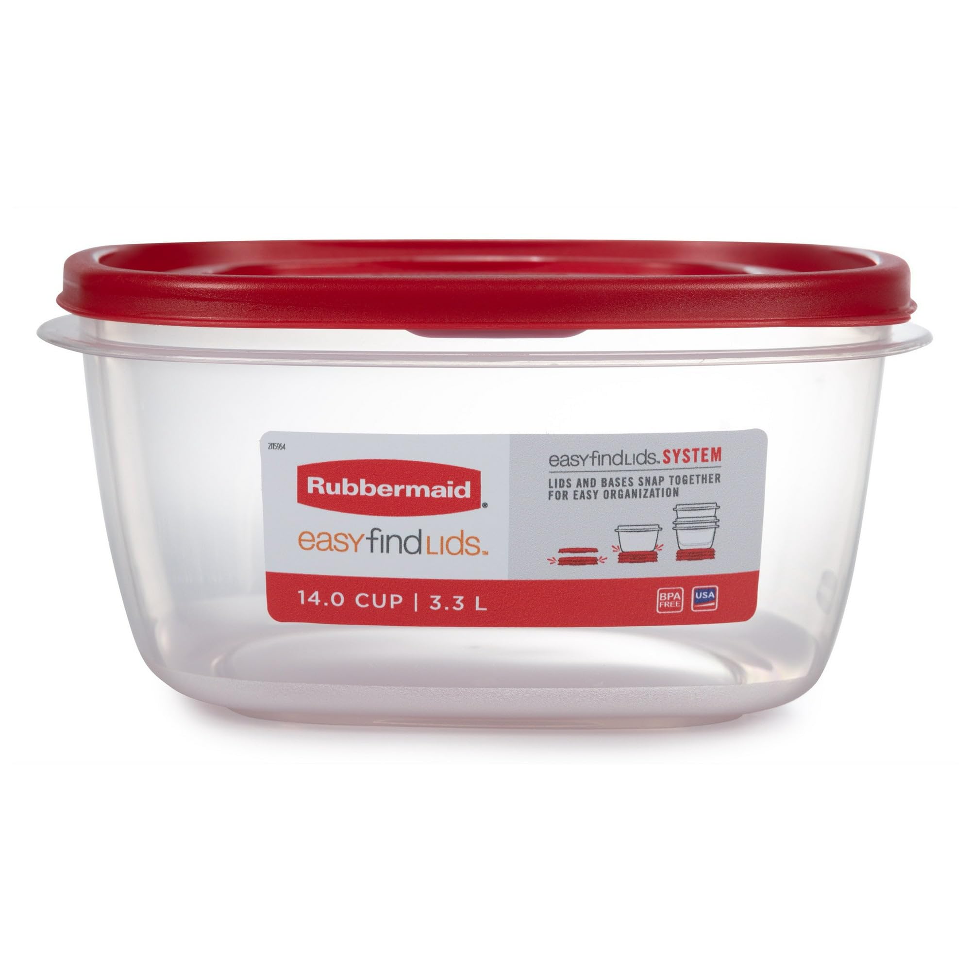 Rubbermaid contenedor 14 tazas rojo con tapa de localización rápida.