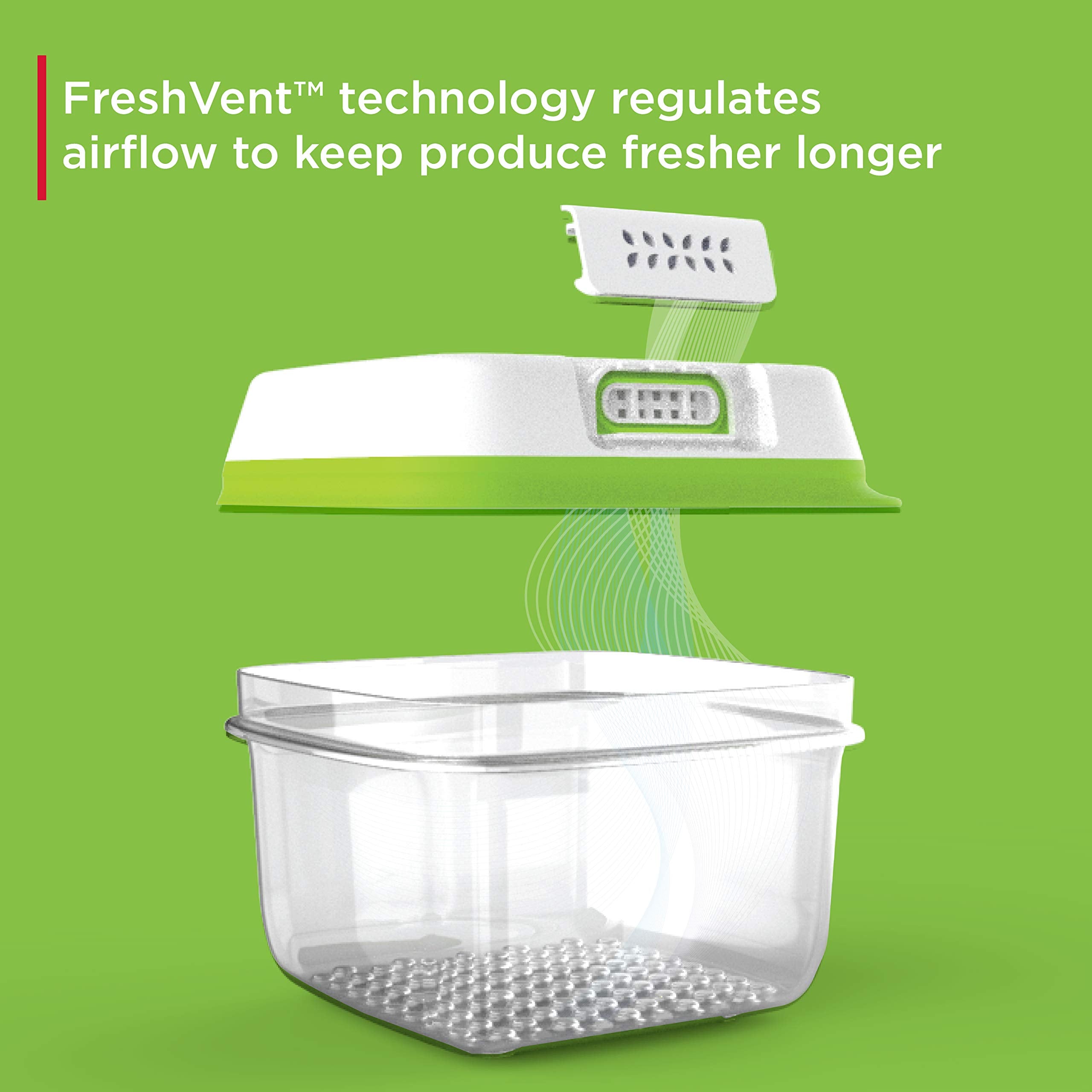 Filtro integrado FreshVent en Rubbermaid FreshWorks regula oxígeno para conservar mejor