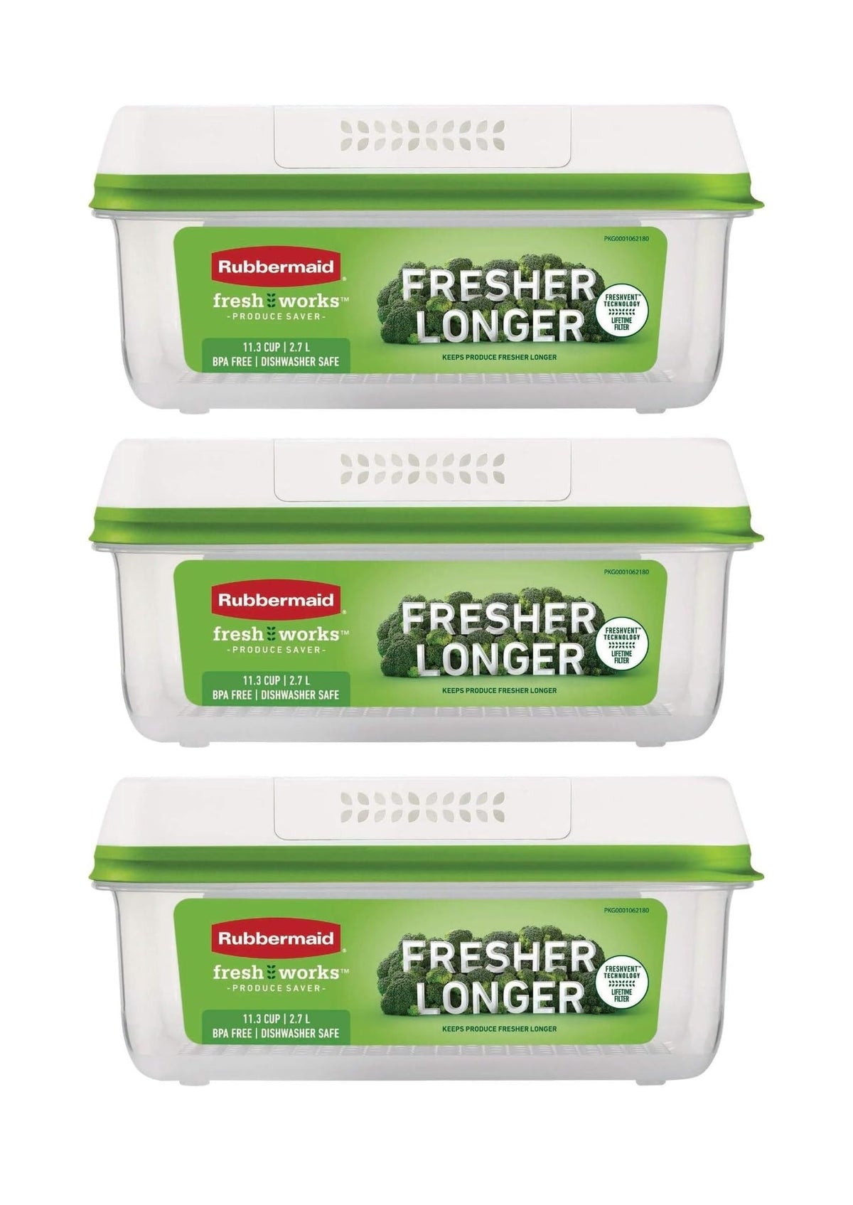 Rubbermaid FreshWorks Produce Saver con tapas grandes para almacenamiento seguro