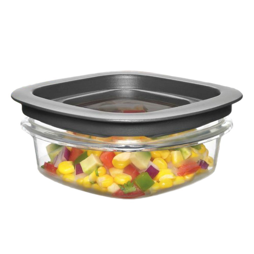 Rubbermaid Premier 1.25 tazas, contenedor gris, conserva frescura y facilita apilar.
