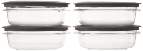 Rubbermaid Premier gris con tapa para sobras ordenadas.