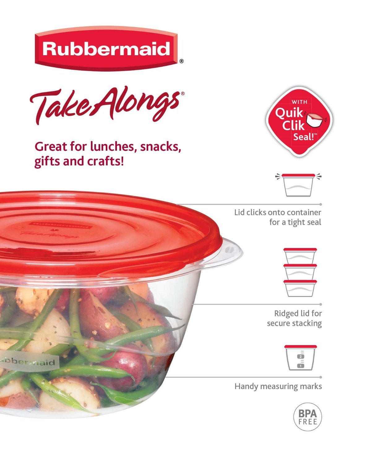 Rubbermaid TakeAlongs: base transparente con marcadores de medida para porciones