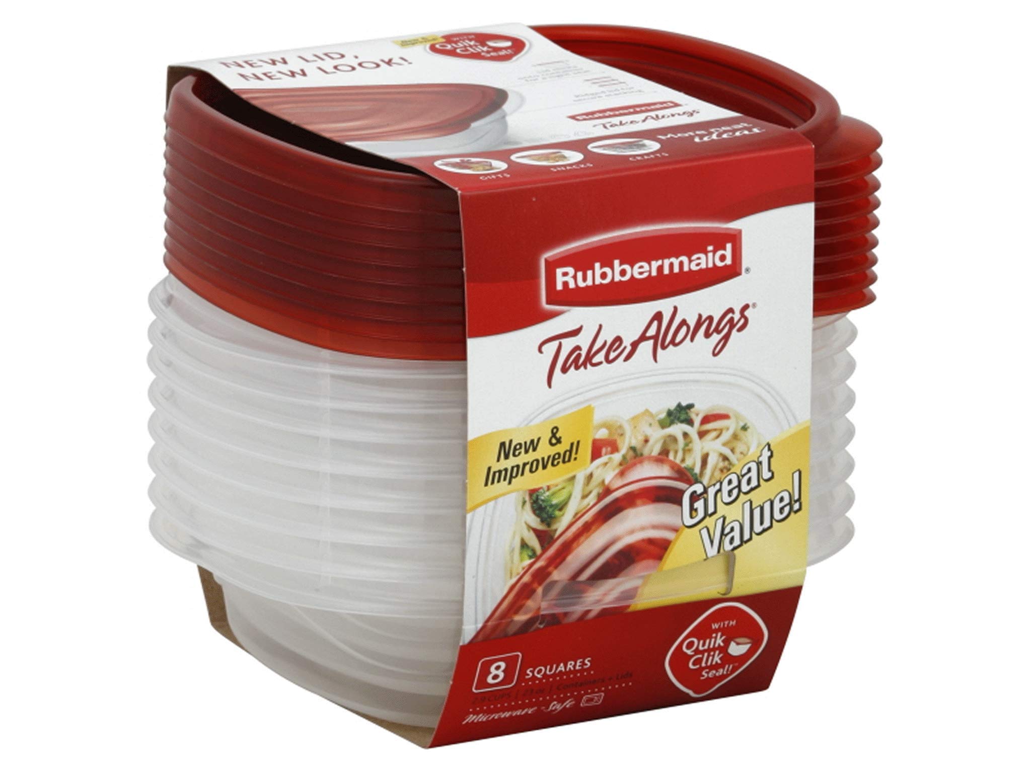 Rubbermaid TakeAlongs sándwich, caja roja con sello hermético para transporte diario.