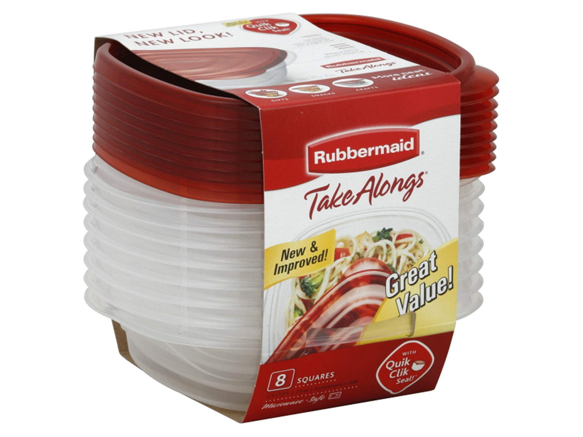 Rubbermaid TakeAlongs sándwich, caja roja con sello hermético para transporte diario.