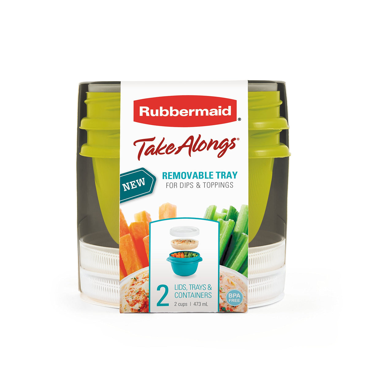 Contenedor Rubbermaid TakeAlongs de 2 tazas con tapa Twist, ideal para meriendas en movimiento