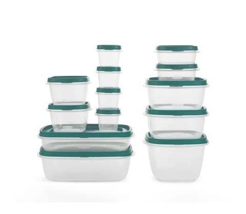 Tapas Rubbermaid de Encuentro Fácil para ubicar tapas y bases rápidamente.