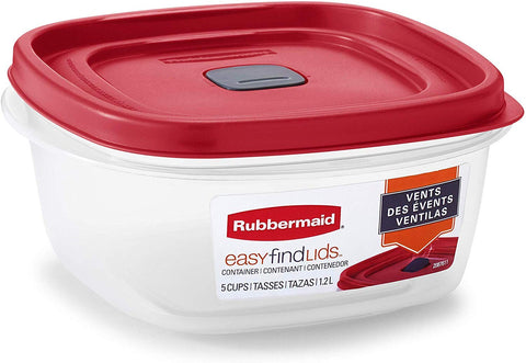 Tapas Rubbermaid que se encajan entre bases para reducir desorden.
